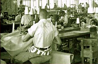 Inmates manufacturing garments