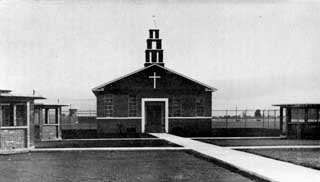 Brick chapel building.