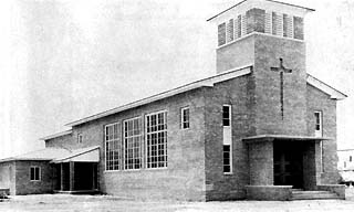 Completed, brick prison chapel.