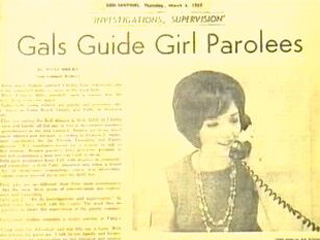 Newspaper headline Gals Guide Girl Parolees