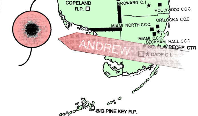 Path of Hurricane Andrew in 1992