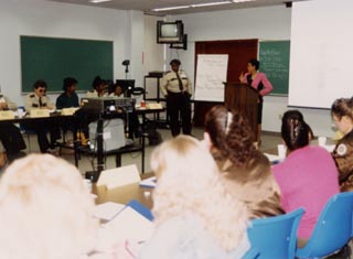 Classroom with Tina Hayes as instructor.