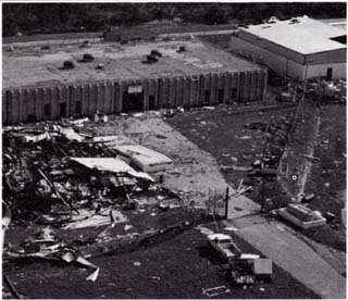 Aerial view of distruction.