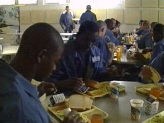 Inmates eating lunch