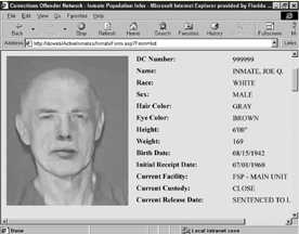 Offender Search Screen Shot